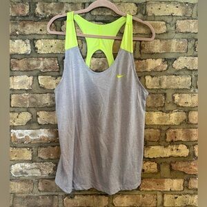 Nike Gray and Neon Yellow Tank Top